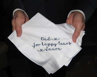 For Happy Tears Personalized/Embroidered Wedding Handkerchief. Father of Bride Gift/Mother of the Bride or Groom Gift/ Ships FAST!