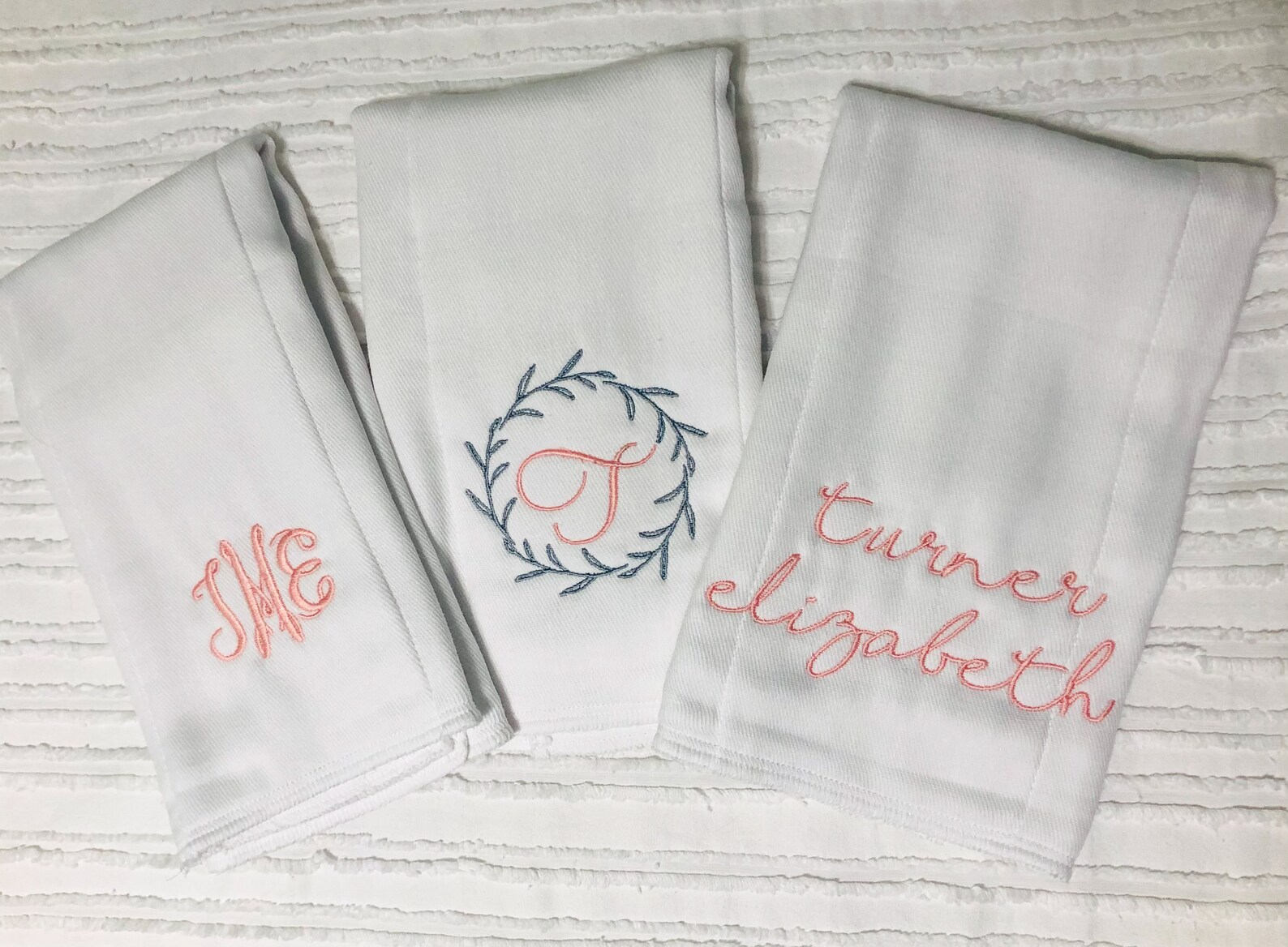 3 Personalized / Monogrammed Girl or Boy Burp Cloths Hospital Etsy