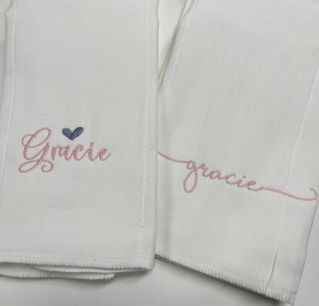 2 Personalized / Monogrammed Girl or Boy Burp Cloths Hospital Gift