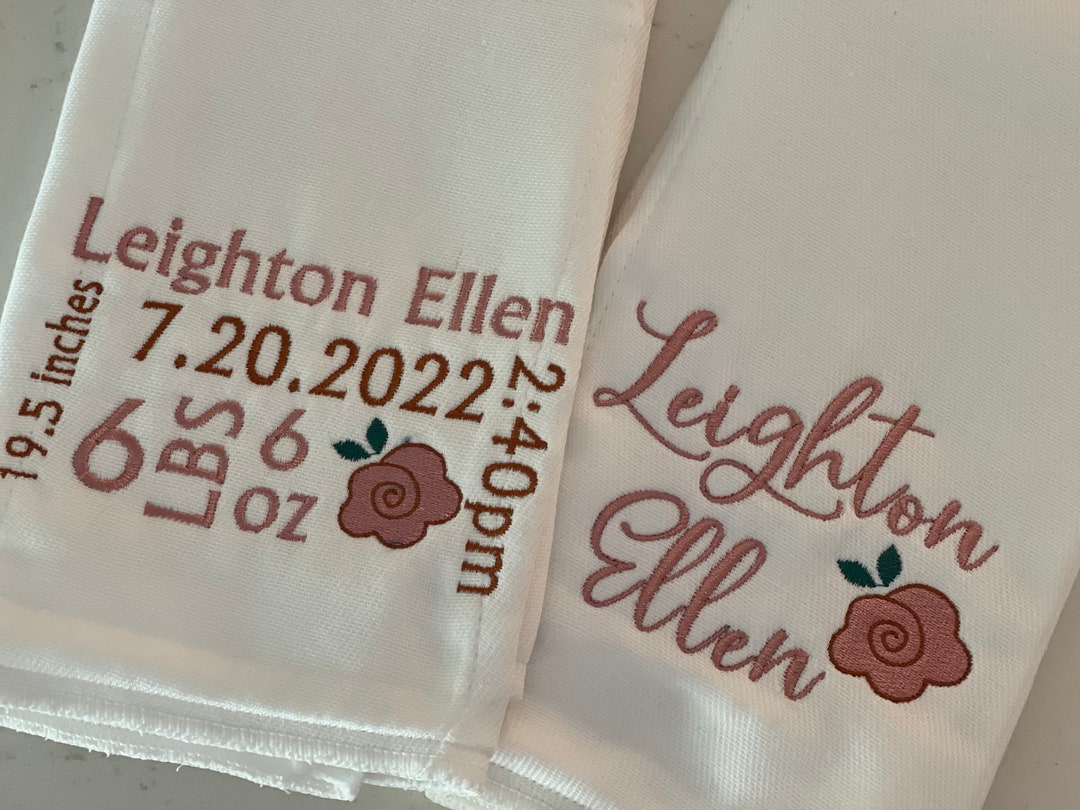 2 Personalized / Monogrammed Girl or Boy Burp Cloths Hospital Etsy