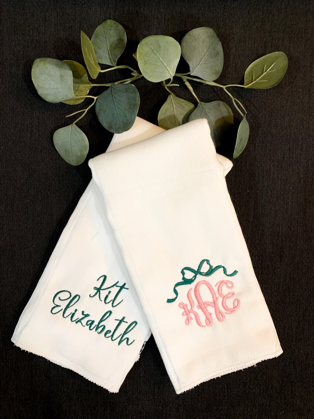 2 Personalized / Monogrammed Girl or Boy Burp Cloths Hospital Gift