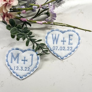 Personalized Wedding Dress Patch/ Embroidered/Felt Heart/ Something Blue/ Iron on/ Sew on