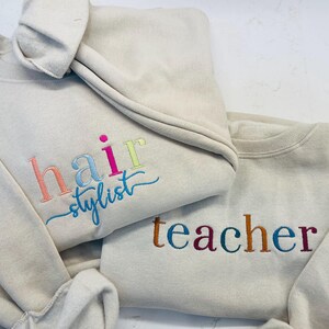 Custom Personalized Occupation / Embroidered Crewneck Sweatshirt / Multicolor Profession / Career/ Job /Nurse / College Graduation /Mama