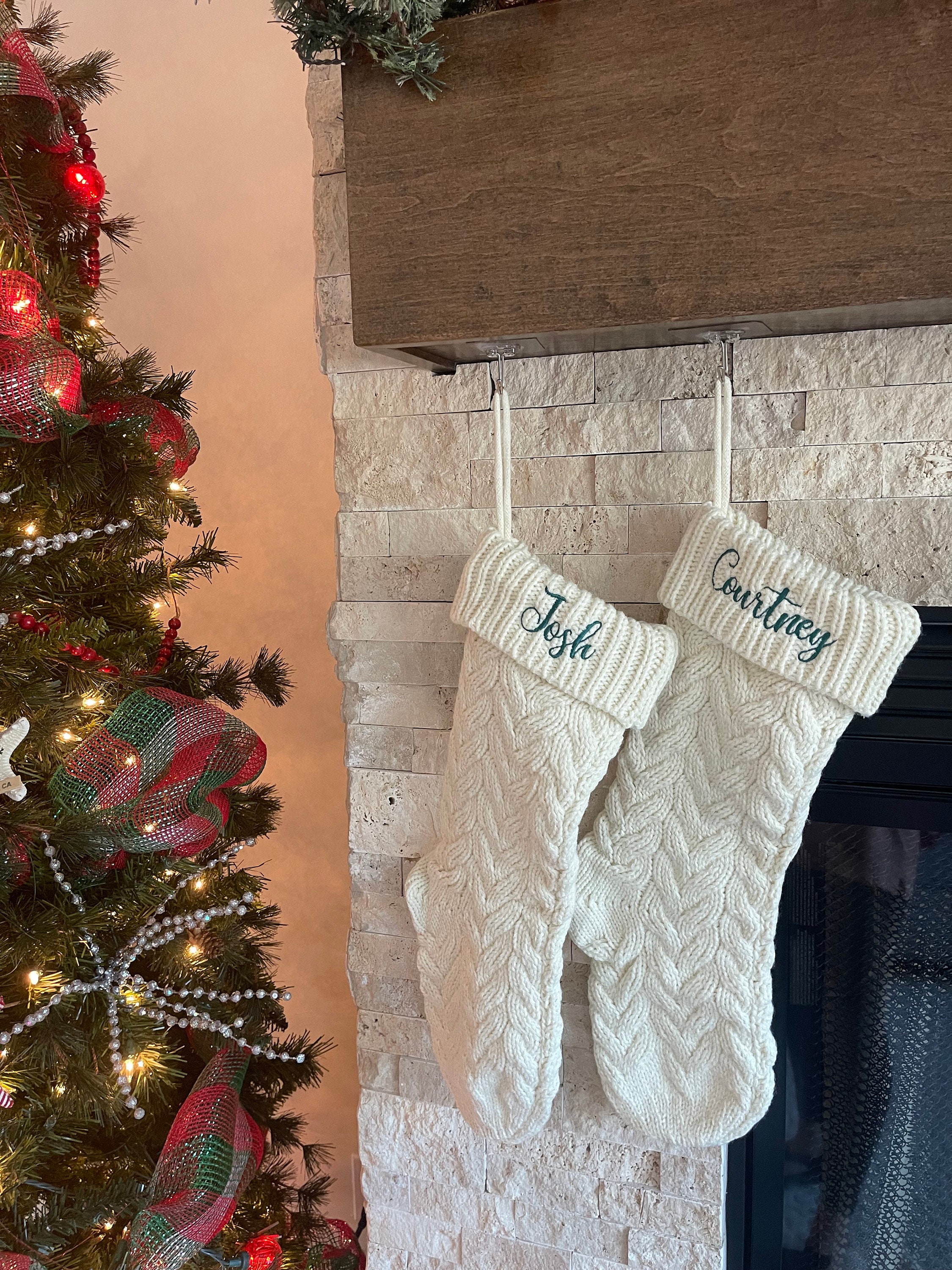 Personalized Embroidered Christmas Stocking / Soft Cable Knit Stocking /  Holiday / Ships Fast B 