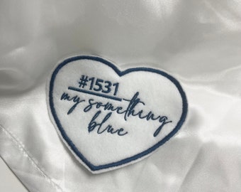 Personalized Police Wife Wedding Dress Patch/ Embroidered/ Felt Heart/ Something Blue/ Badge Number