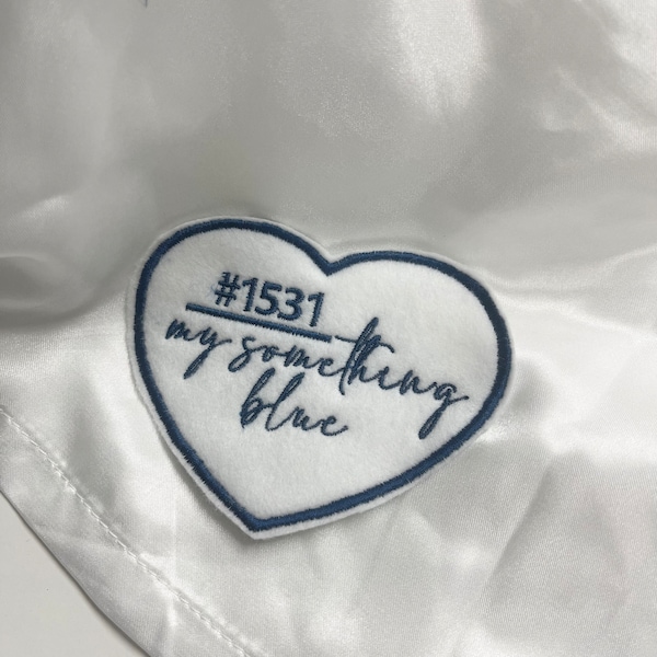 Personalized Police Wife Wedding Dress Patch/ Embroidered/ Felt Heart/ Something Blue/ Badge Number