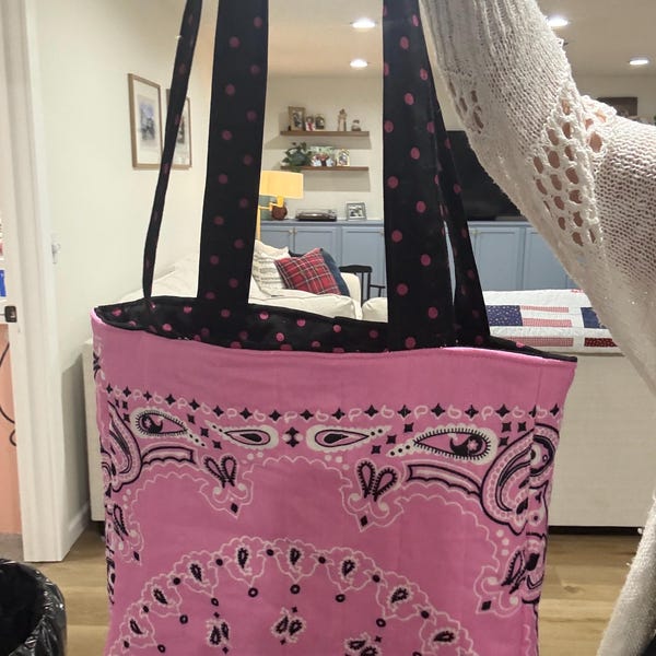 Small Bandana Tote Bag / Market Tote / Overnight bag/Beach bag/Pool