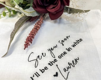 Gift for the Groom Personalized/Embroidered Wedding Handkerchief /See you Soon Mister Bride or Groom Gift/ Ships FAST!