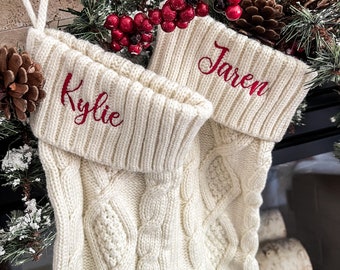 Personalized Embroidered Christmas Stocking / Cable Knit Stocking / Holiday /