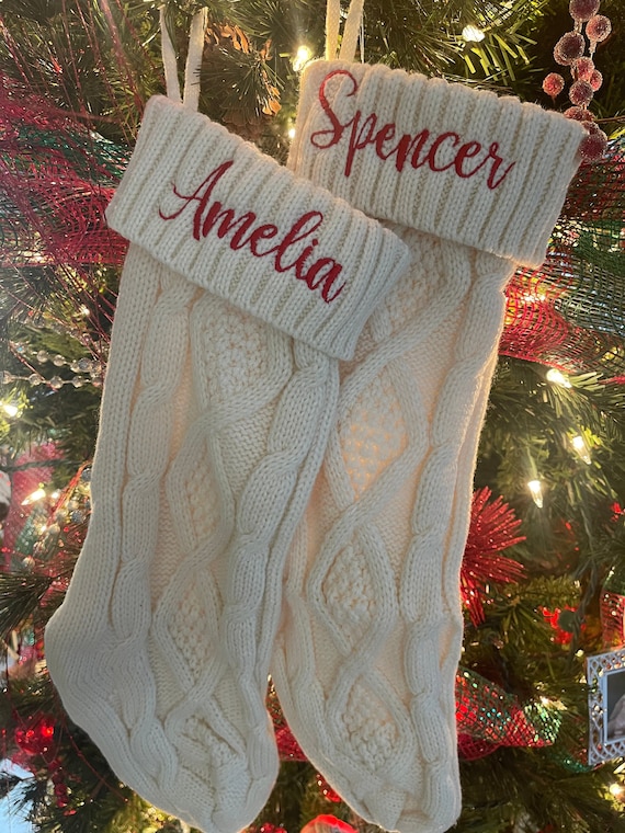 Personalized Embroidered Christmas Stocking / Cable Knit Stocking / Holiday / Ships Fast!