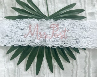 Personalized / Monogrammed Embroidered WHITE Wedding.  Something Blue! Ships Fast