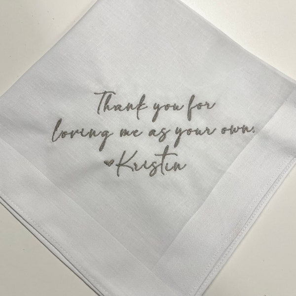 Father's Day! Personalized / Monogrammed Embroidered Wedding Handkerchief.  / Father of the Bride Gift/ Gift for Step Dad / Step Mom