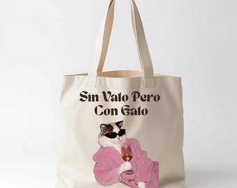 Sin Vato Pero Con Gato - Katzen Tragetasche, Spanisches Zitat, Pinkes Design