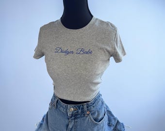 Dodger womens Crop Top | Baseball Game Day Fitted Tee