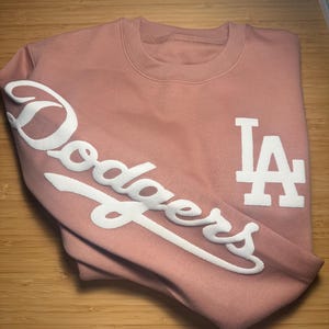 Dodgers Crewneck Fleece Unisex Sweatshirt Baseball Game day Mauve