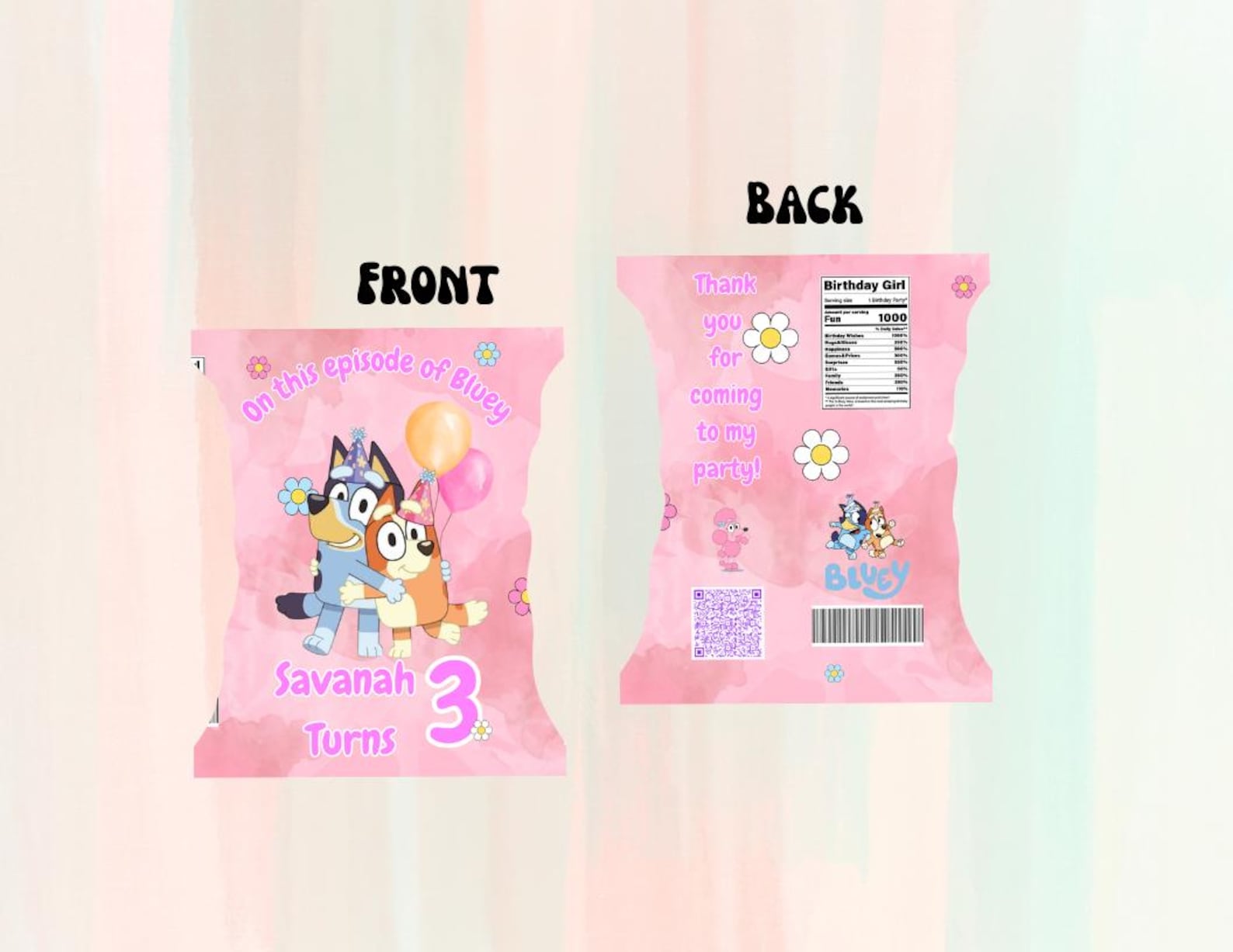 Custom Bluey NOT FILLED Chip Bags, Bluey Birthday , Party Favors - Etsy