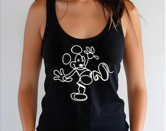 Mickey Mouse Racerback Tank Top. Disney Family Trip V-Neck Tee