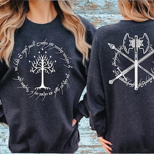 Mystical Tree of Stars Sweatshirt, Elvish Script Fantasy Hoodie, Ancient Rune Design, Magical Tree Symbol T-Shirt, Ethereal Realm Gift
