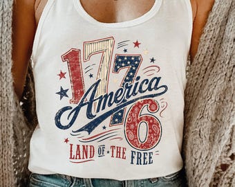 America 1776 Land Of The Free Vneck, 250th Anniversary Racerback