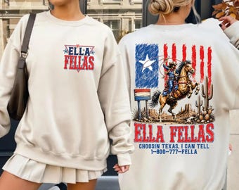 Ellas Fellas Hoodie, Western Country Concert Graphic Sweater, Cowboy Sweatshirt