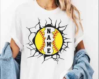 Personalized Softball Shirt, Custom Name Softball Tee, Softball Mom Graphic Top