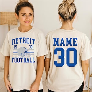 Custom Detroit Football Shirt, Comfort Colors Personalized Game Day Tee