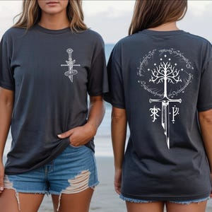 Fantasy Tree Sword Shirt | Mythical Warrior Symbol Design | Ancient Language Graphic