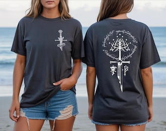 Fantasy Tree Sword Shirt | Mythical Warrior Symbol Design | Ancient Language Graphic
