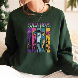 Saja Boys Boy Band Sweatshirt Hoodie | Kpop Demon Hunters Movie Pullover | Retro Bootleg Anime Sweater | Demon Hunters Merch Hoodie
