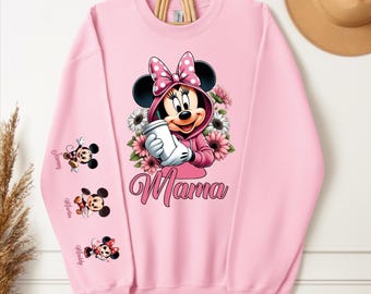 Personalized Minnie Mouse Mama Sweatshirt, Custom Kids Names Mom Tee