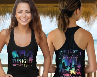 Hocus Pocus Halloween Racerback, Tonight We Fly V-Neck Tee, Sanderson Sisters