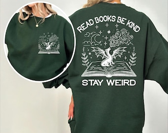 Whimsigoth Bookish Dragon Sweatshirt, Celestial Book Lover Hoodie
