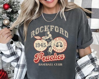 Comfort Colors  Rockford Peaches Baseball Club Tee, Game Day Baseball Shirt, Mom Baseball Shirt, Rockford Peaches Tshirt