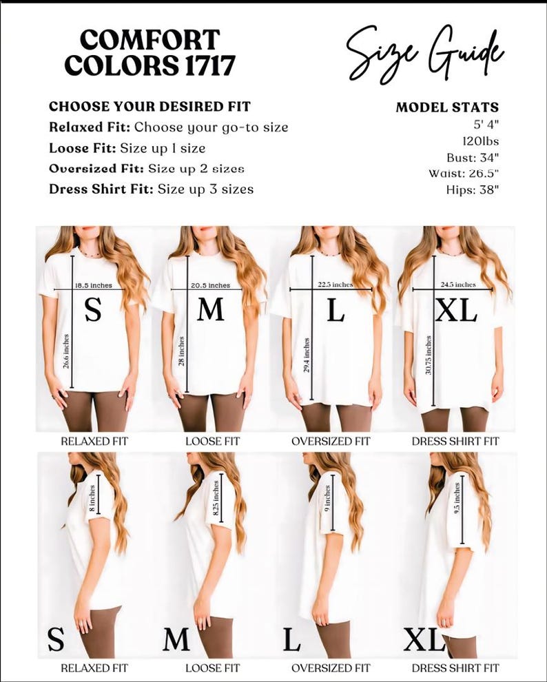 The image is a size guide for a dress shirt, featuring six different sizes for a relaxed fit, loose fit, oversized fit, and dress shirt fit. The guide provides measurements and descriptions for each size, allowing the viewer to choose their preferred fit based on their size and style preferences.
