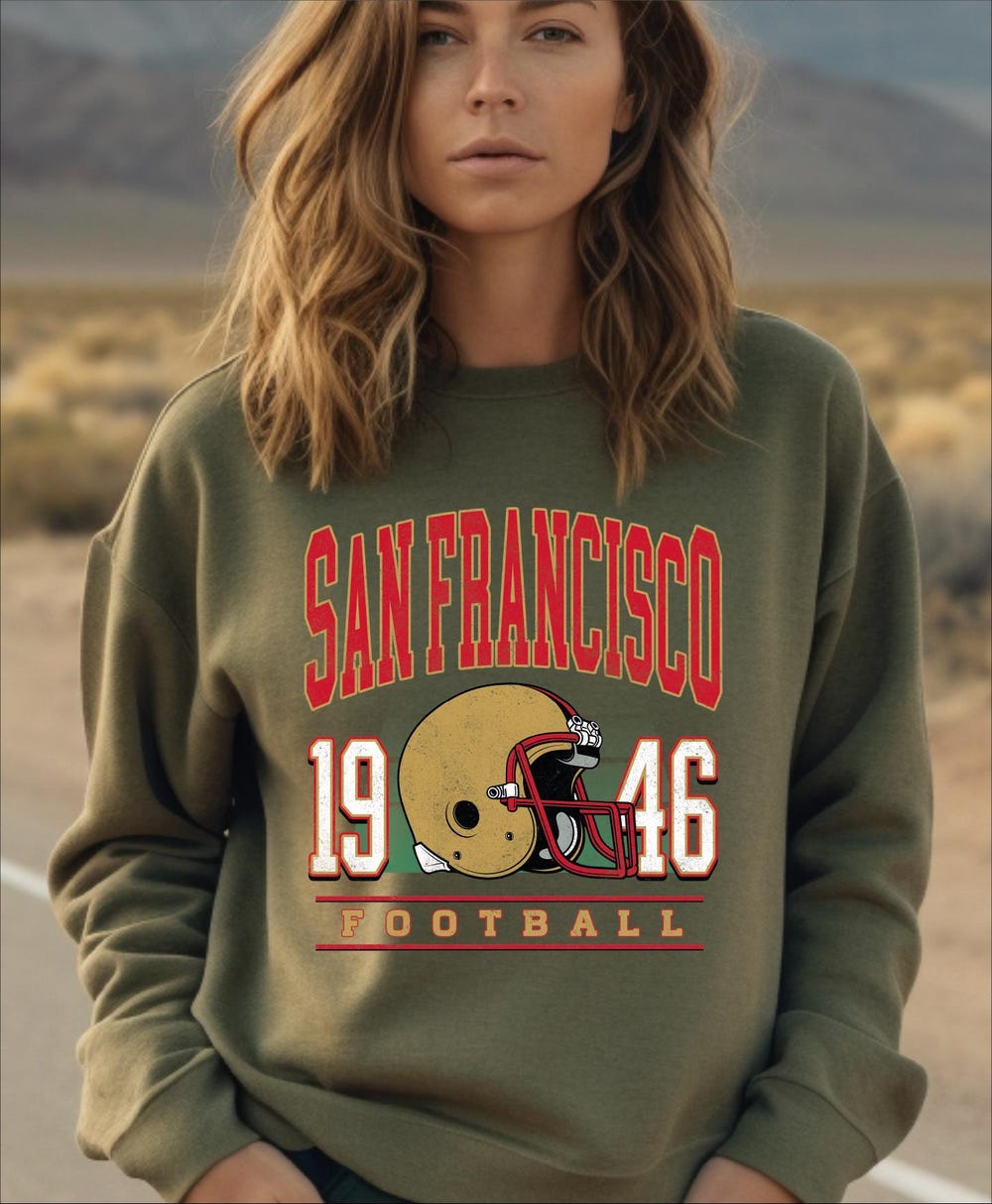 San Francisco Football Sweatshirt And Hoodie, Vintage Style Football Sweater, San Francisco Fan Gift Sweatshirt, Football Lover Sweatshirts Shirtstore24H