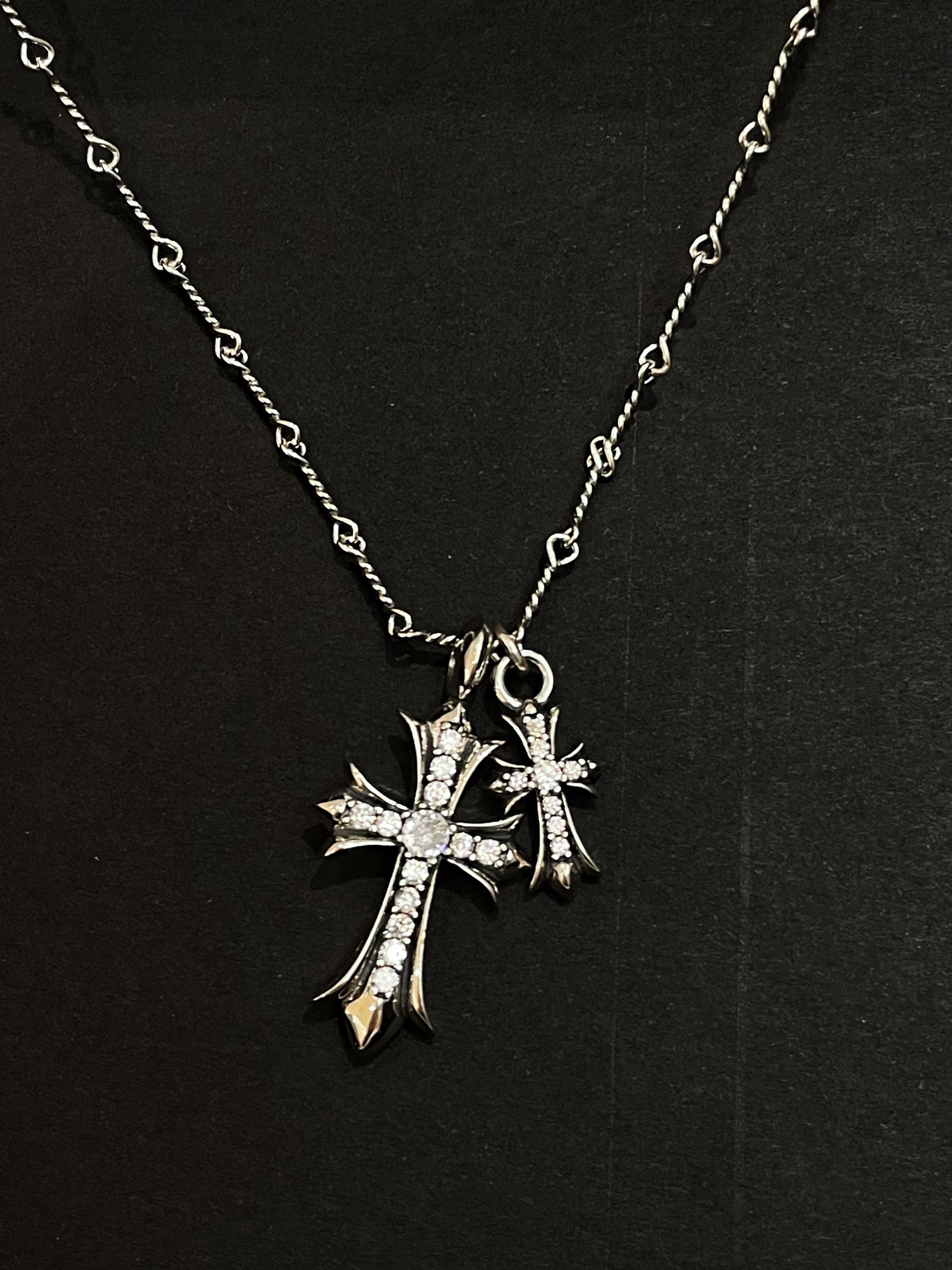 Chrome Hearts Style Necklace Double Cross - Etsy Chrome Hearts Style Necklace Double Cross - Etsy