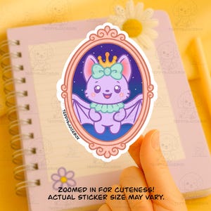 Royal Bitsy Bat Sticker – Cute Halloween Pastel Bat Royal Portrait Sticker Die Cut Sticker for Journals, Laptops, and More