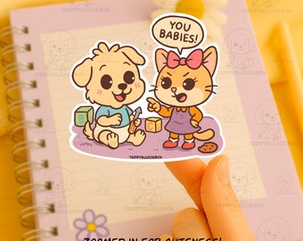 Trouble Tattles Sticker – Cute Cartoon Character Vinyl Decal, Y2K Aesthetic, Laptop & Water Bottle Sticker