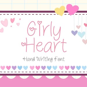 Girly Heart Font, Handwritten Font, Cricut Fonts, Calligraphy, Modern Font, Fonts for Cricut, Cursive Font, Procreate Font, Brush font