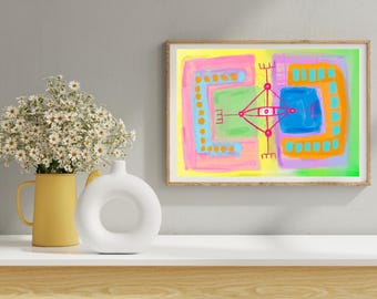 Descarga digital original "Ojo de Dios" Descarga instantánea PDF PNG Arte abstracto moderno Arte mural geométrico imprimible Descarga instantánea