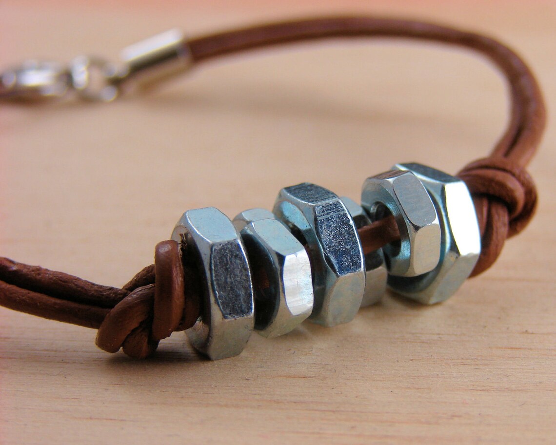 Leather Bracelet Unisex Hardware Jewelry Etsy Canada