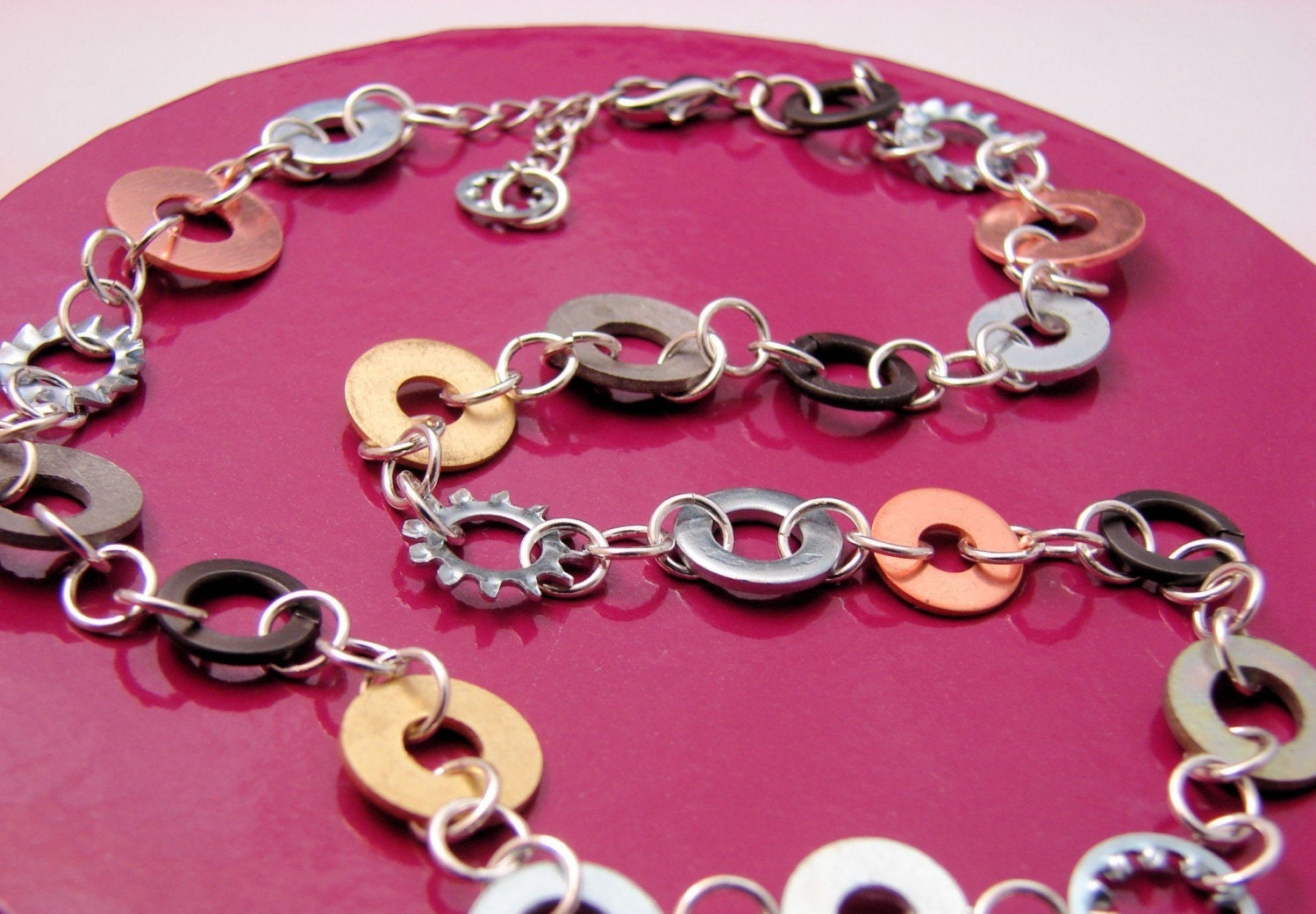 Chain Necklace Choker Mixed Metal Hardware Jewelry Etsy