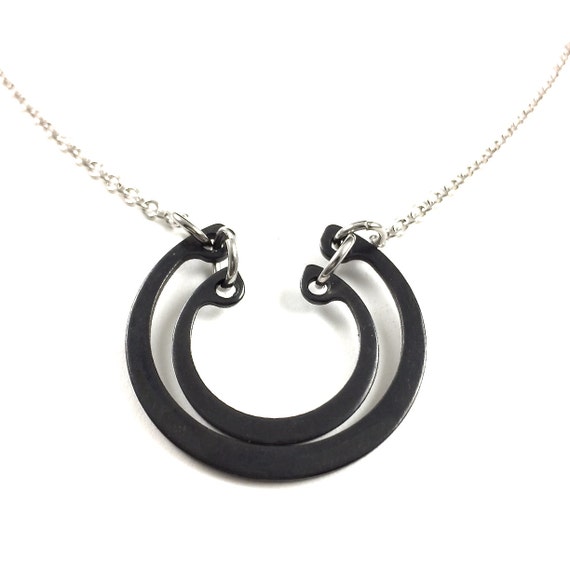 Black Pendant Necklace Hardware Jewelry Etsy