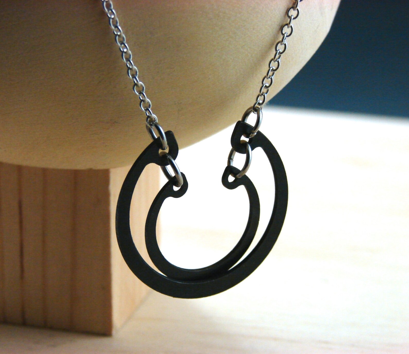 Black Pendant Necklace Hardware Jewelry Etsy