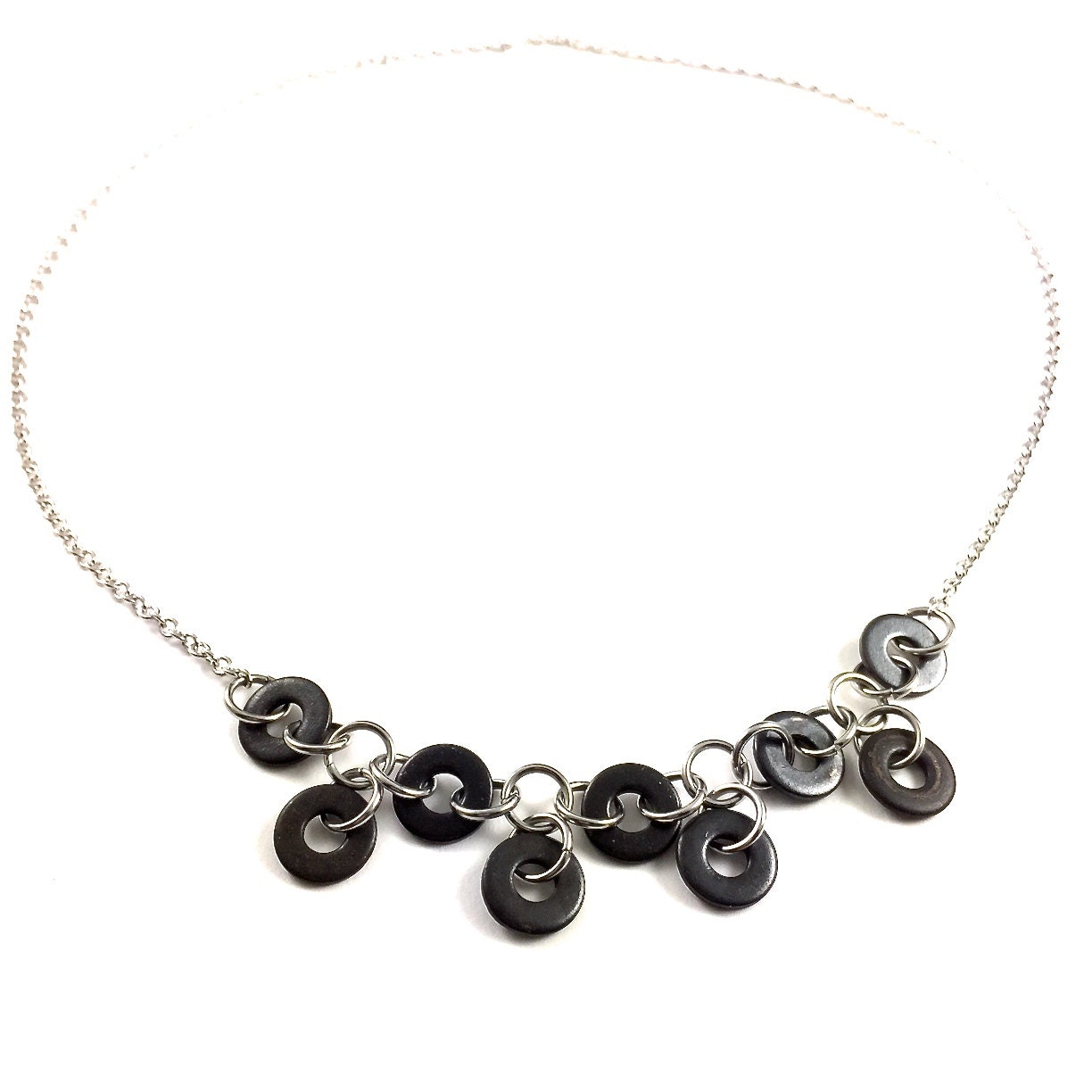 Statement Necklace Black Hardware Jewelry Etsy