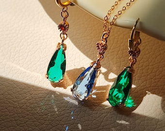Howl’s Earrings,Sophia cos,Howl’s Necklace,Howl’s Earrings,Necklace Set,Crystal,howl earring,Sophia earring,howl cos,cosplay