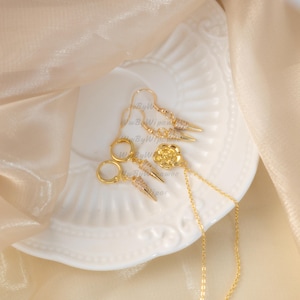yor,verstreute Diamanten,Ihre Ohrringe,glänzende spitze Ohrringe,14k vergoldet,Rosenkette,Diamanten, keine Allergie-freie Materialien, stylish,Geschenk