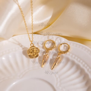 Yor,yor Ohrring, verstreute Diamanten,yor,glänzende Ohrringe, 14k vergoldet,Rosen-Kette, Diamanten, keine Allergie-freie Materialien, Stylish