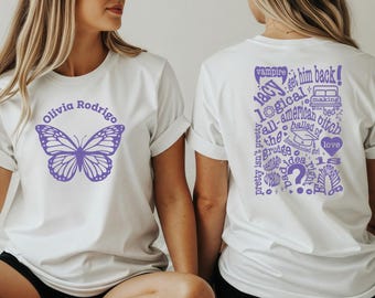 Olivia Rodrigo Guts World Tour Shirt, Olivia Rodrigo Butterfly Tshirt, Both Side Guts Olivia Trendy Tshirt, Guts World Tour Tshirt, W103