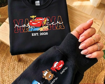Mama McQueen Racer Car Sweatshirt, Lightning McQueen Jumper, Custom Name Apparel